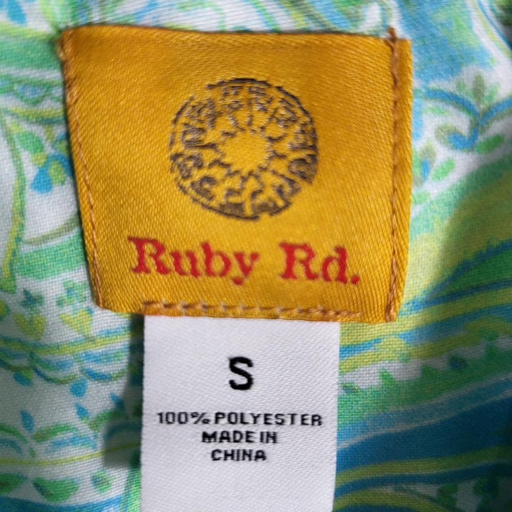 Nwot Ruby Rd Green & White Boho Button Down Shirt… - image 4